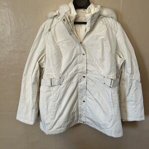 Susan Graver XL Cream Winter Coat‎ Jacket Remove Lining